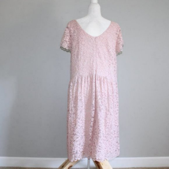 Ellos Lace Tea Above the Knee Length Dress Pink 26 - Picture 4 of 10
